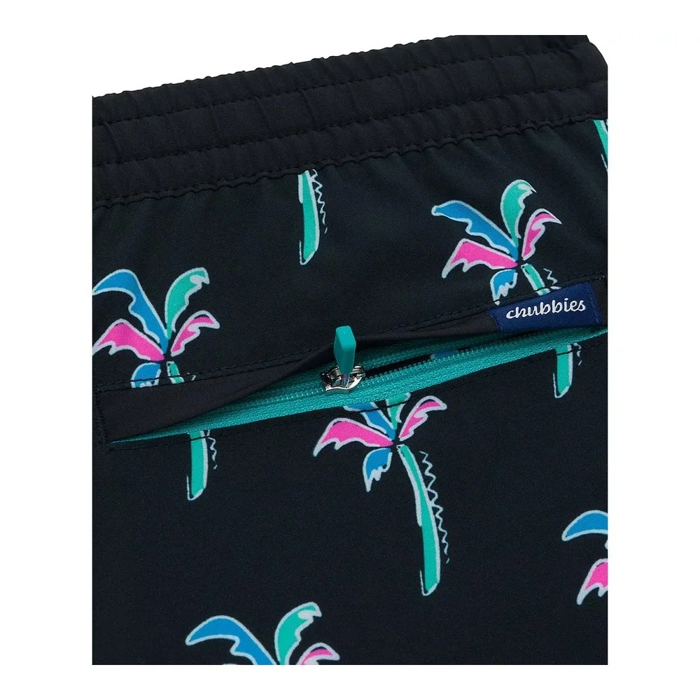 NEW Chubbies The Havana Nights Swim Trunks Youth XL 18/20 Palm Tree Print Black